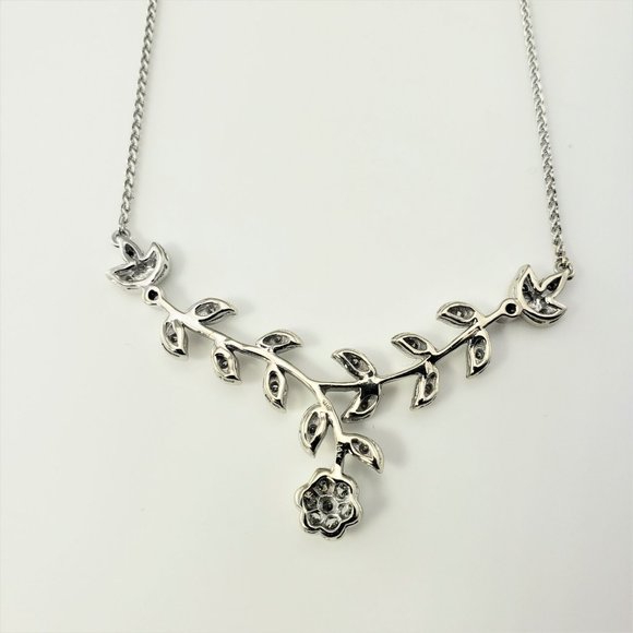 14 Karat White Gold and Diamond Floral Necklace - Picture 4 of 10